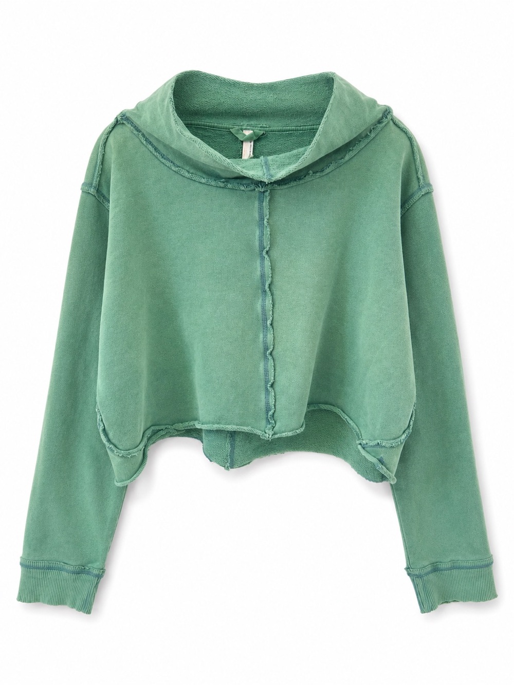 Free People Cropped Washed Green Pullover